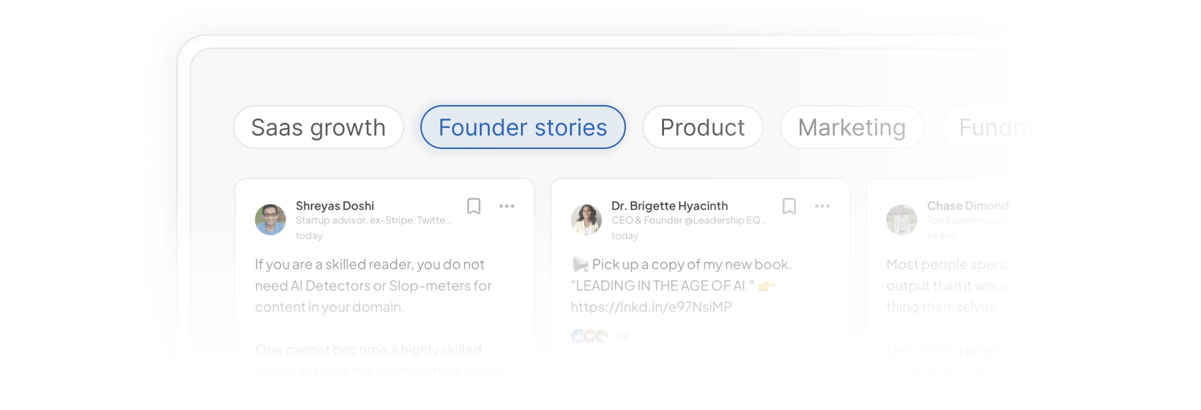A feed filtered to the topics in your niche